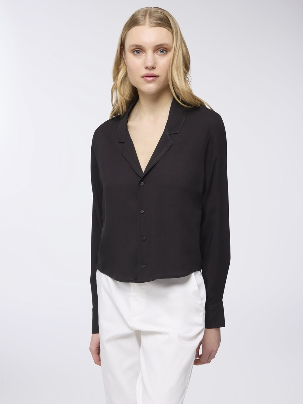 Terranova Black Button-Front Dressy Blouse